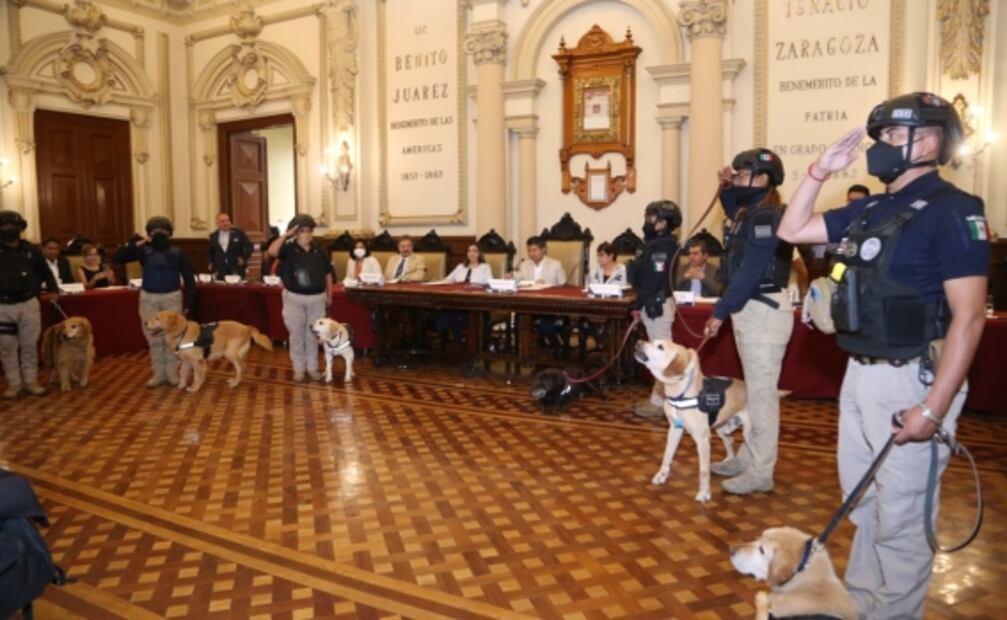 Jubilan con honores a 16 agentes caninos de la ciudad de Puebla