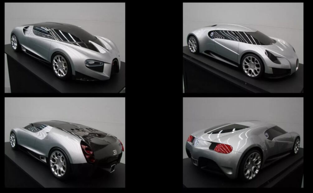 Desde líneas más agresivas hasta siluetas clásicas podemos encontrar en los diseños descartados del Bugatti Chiron. Foto: Bugatti Newsroom
