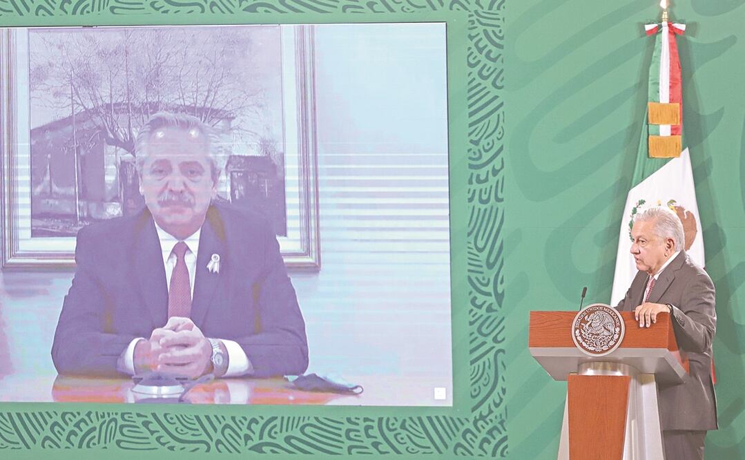 En un enlace con el Presidente, Alberto Fernández, mandatario de Argentina, dijo que buscan contribuir al bienestar de América Latina. Foto: Berenice Fregoso. El Universal