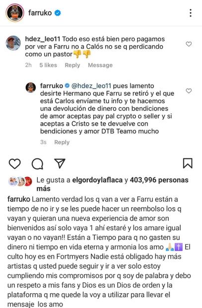 El reggaetonero Farruko pide perdón por sus canciones y convierte concierto en "una misa"