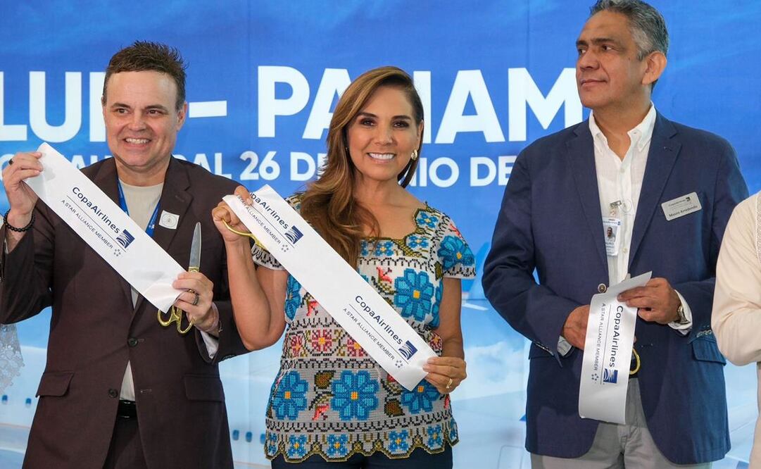 Recibe Mara Lezama primer vuelo de Copa Airlines, conectará Tulum con Hub de las Américas, Panamá. Foto: especial