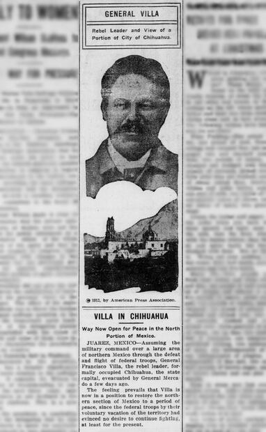 Nota de The Wisconsin Tobacco Reporter, del 12 de diciembre de 1913, donde sostiene que con la presencia de Villa en Chihuahua se podría alcanzar un “periodo de paz”, pues las fuerzas federales no mostraron deseos por seguir luchando. Foto: The Wisconsin Tobacco Reporter/Library of Congress