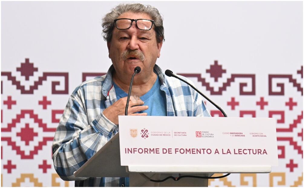 Paco Ignacio Tabio II en conferencia sobre resultados de fomento a la lectura. Foto: Especial