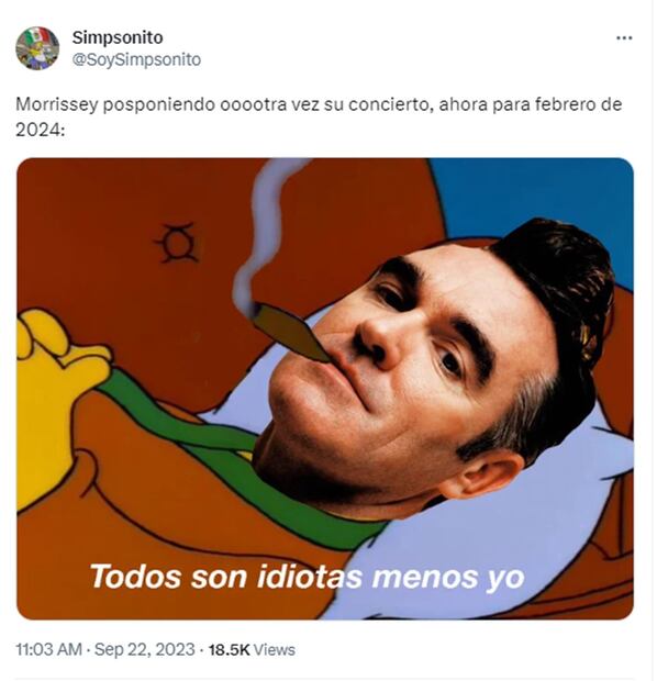 Morrissey pospone fecha para su concierto en México. Foto: Redes Sociales