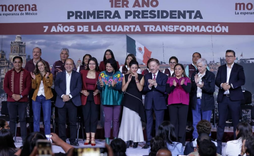 Luisa María Alcalde, dirigente nacional de Morena, encabezó este miércoles 1 de octubre el evento "Primer de año. Primera Presidenta. 7 años de la Cuarta Transformación”, en el Museo de la Ciudad de México. Foto: Fernanda Rojas/ EL UNIVERSAL