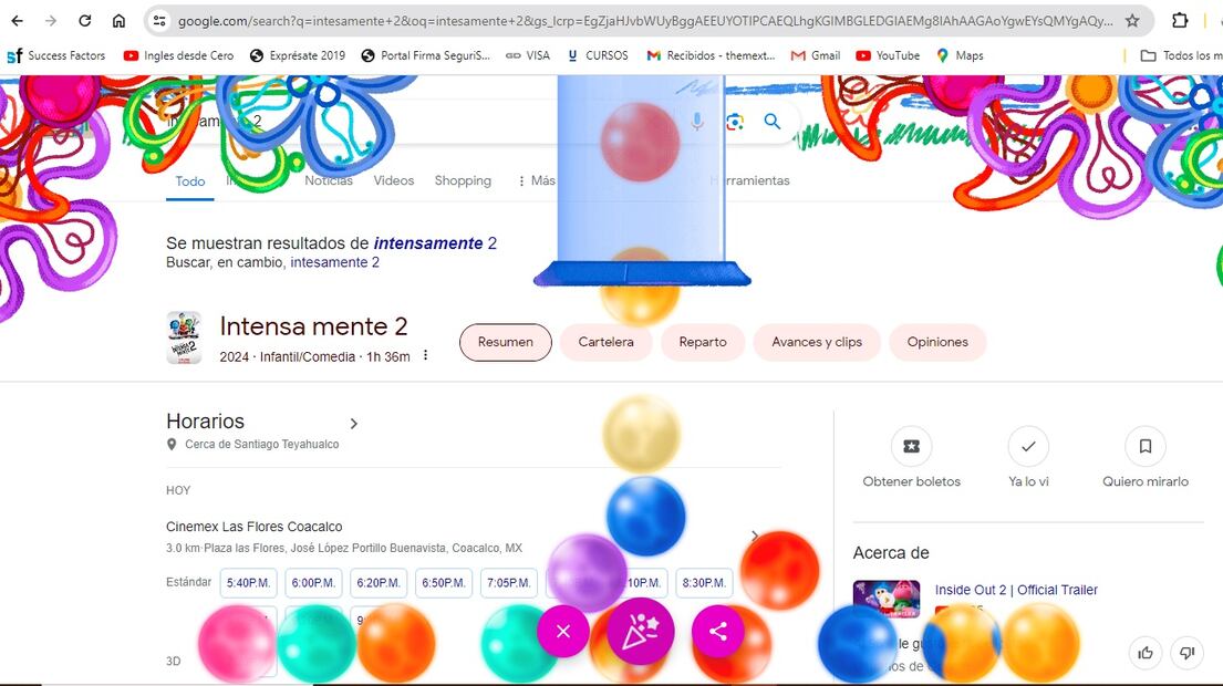 Animación de ‘Intensamente 2’ en Google. Foto: Captura de pantalla