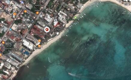 Mapa. "Blue Parrot", sitio de la balacera en Playa del Carmen