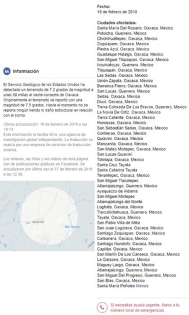 Facebook activa alerta en México tras sismo de 7.2 en Pinotepa