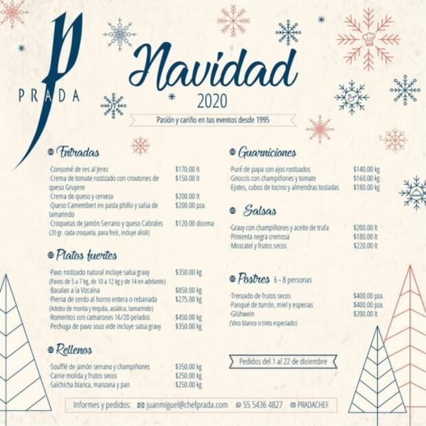 Directorio de restaurantes en CDMX con menús navideños con entrega a domicilio