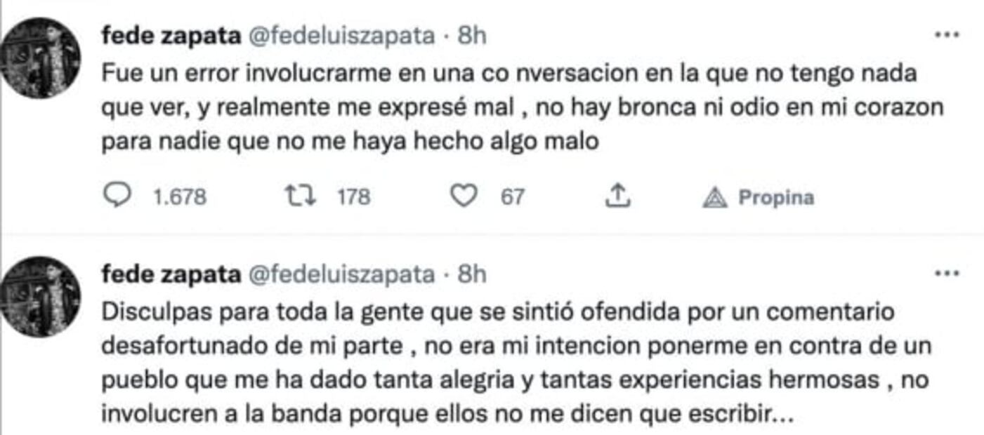 Él es Federico Zapata, el músico que quedó fuera de Los Caligaris tras insultar a los mexicanos
