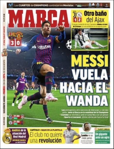 Las portadas en el mundo destacan la eliminación de Cristiano y la Juventus