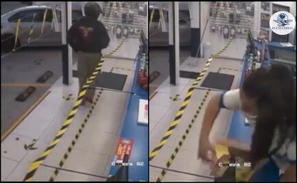 Video: sujeto intenta asaltar una farmacia y empleada huye en San Luis Potosí