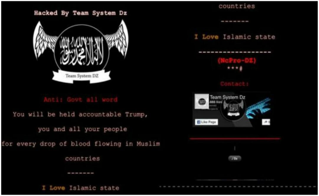 El mensaje, dejado por “Team System Dz”, decía al final “Yo amo al Estado Islámico”