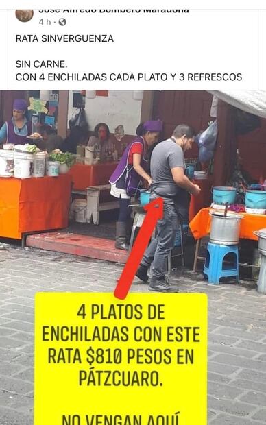 Le cobran $810 por enchiladas en Pátzcuaro y el internet se llena de memes 