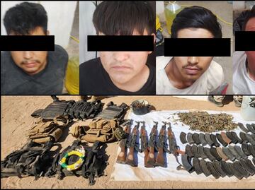 Autoridades detienen a cuatro presuntos criminales, aseguran arsenal y vehículos en Sonora