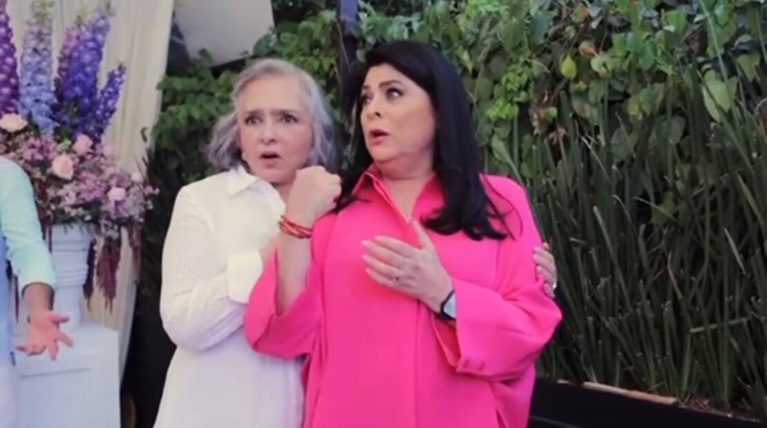 Ana Martín y Victoria Ruffo conversan en el baby shower de Tessa.
Foto: Instagram