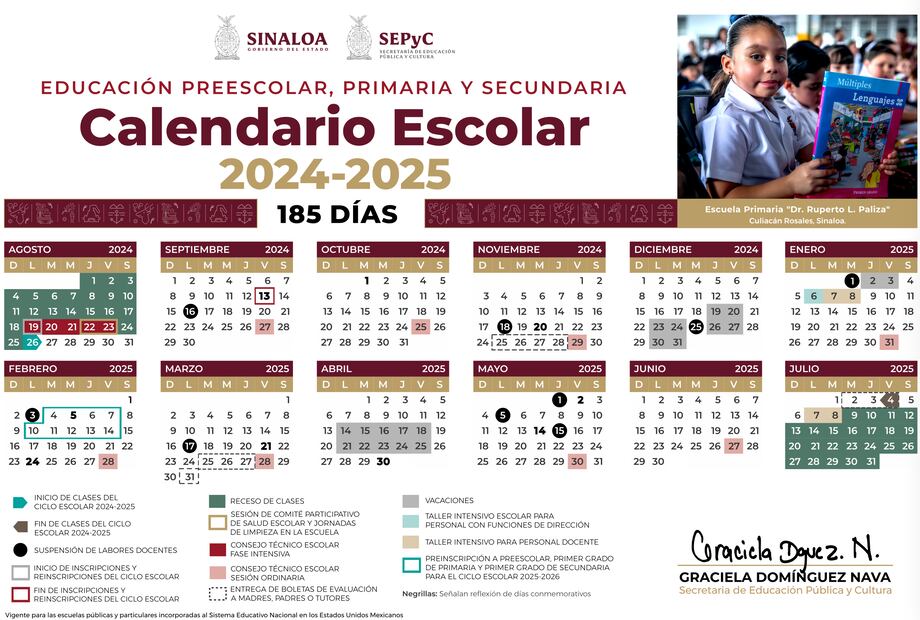 Calendario Escolar 2024-2025, Sinaloa. Foto: SEP Sinaloa