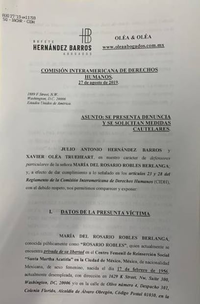 Caso Rosario Robles llega a la CIDH