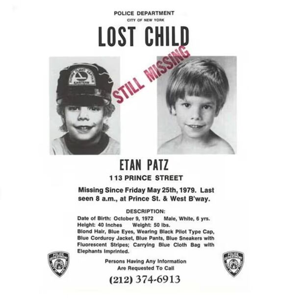 La ficha de desaparición de Etan Patz, emitida por la policía de Nueva York, en 1979. FOTO: ESPECIAL