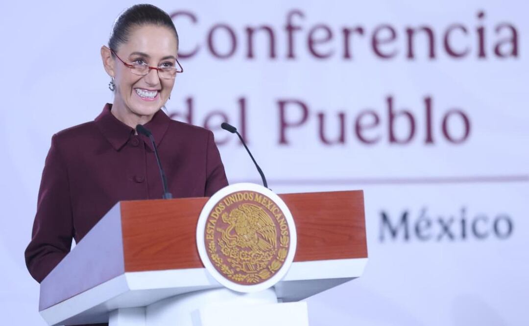 Presidenta Claudia Sheinbaum Pardo durante la conferencia “La Mañanera del Pueblo” desde Palacio Nacional (07/08/2026). Foto: Luis Camacho / EL UNIVERSAL