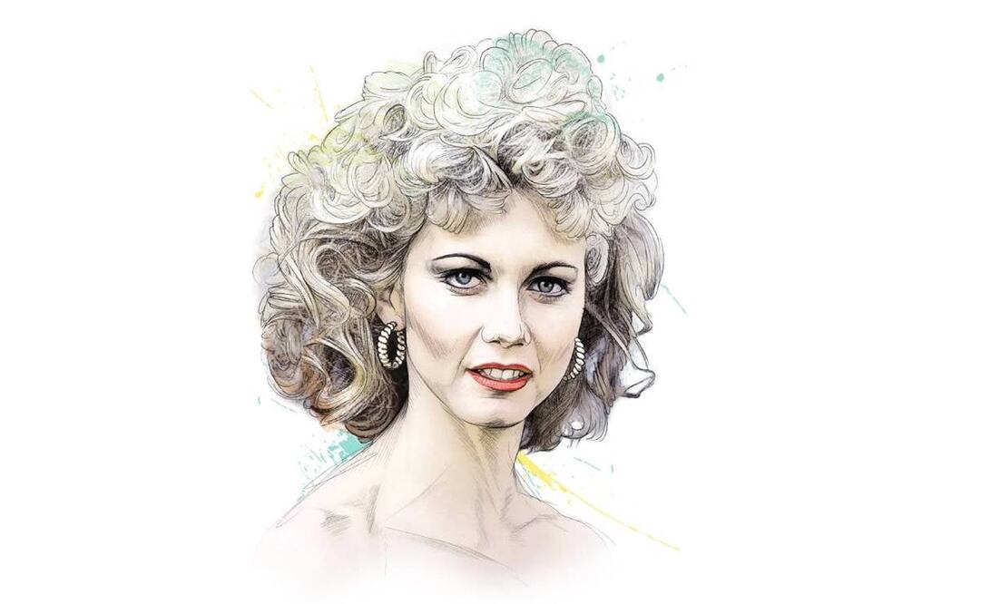 Olivia Newton-John. Ilustración: Daniel Razo/ EL UNIVERSAL.