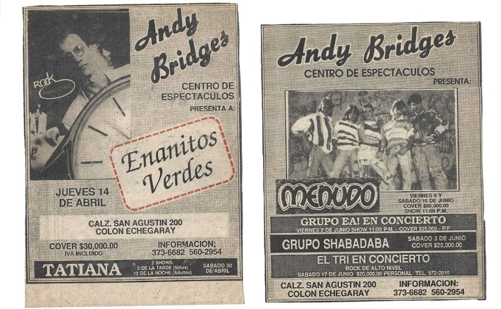 Formaciones tan icónicas como los Enanitos Verdes y Menudo eran parte de la cartelera del recinto. Cortesía Andrés Puentes.