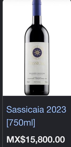 Botella de Sassicaia. Foto: Captura de pantalla
