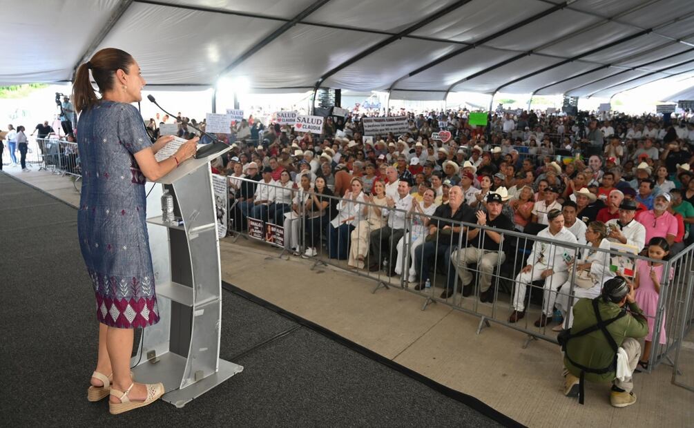Presidenta Claudia Sheinbaum durante su gira en Sinaloa con motivo de su primer informe de Gobierno (27/09/2025). Foto: Presidencia