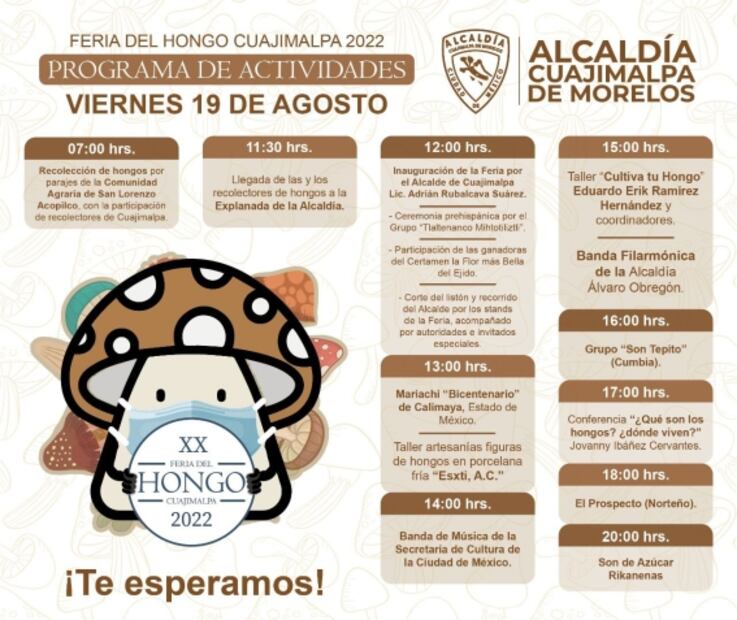 Cuajimalpa anuncia el regreso de la Feria del Hongo 2022; habrá grupos musicales