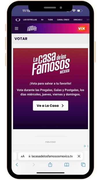 Esta es la página a la que debes ingresar para votar por tu participante favorito. Foto: Canva / La Casa de los Famosos