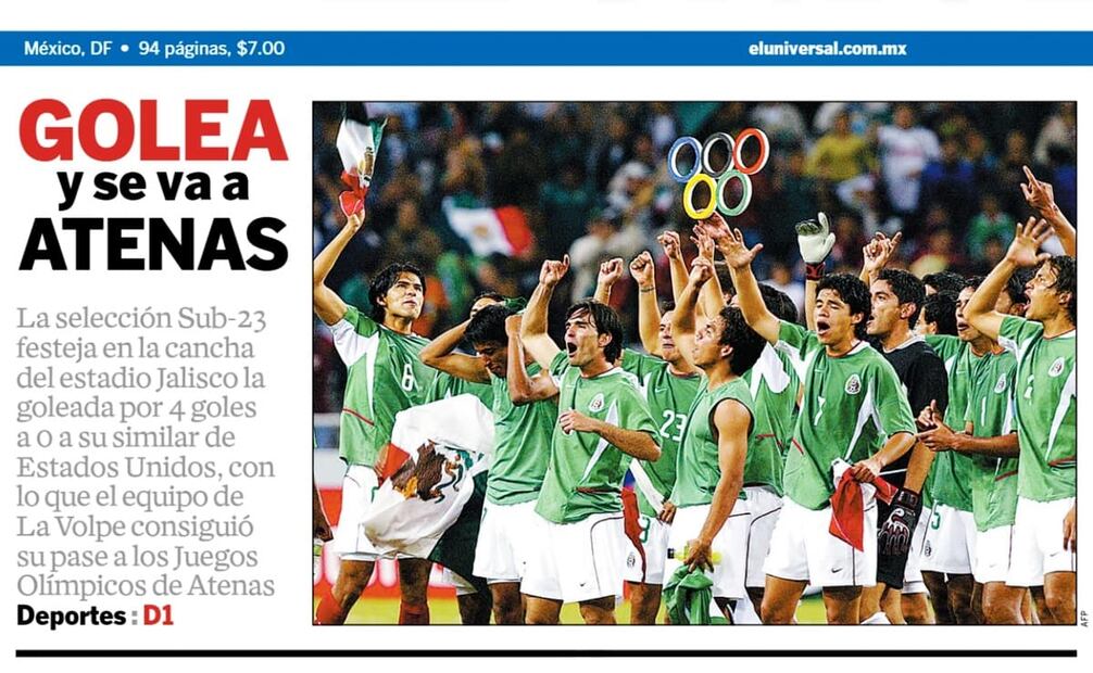 Primera plana del 11 de febrero de 2004, en EL UNIVERSAL. Mientras los medios nacionales celebraban el resultado del México-Estados Unidos, algunos periódicos estadounidenses criticaron la detestable actitud de la afición mexicana durante el encuentro y los representantes norteamericanos enviaron una carta de queja contra la FMF. Foto: Hemeroteca EL UNIVERSAL.