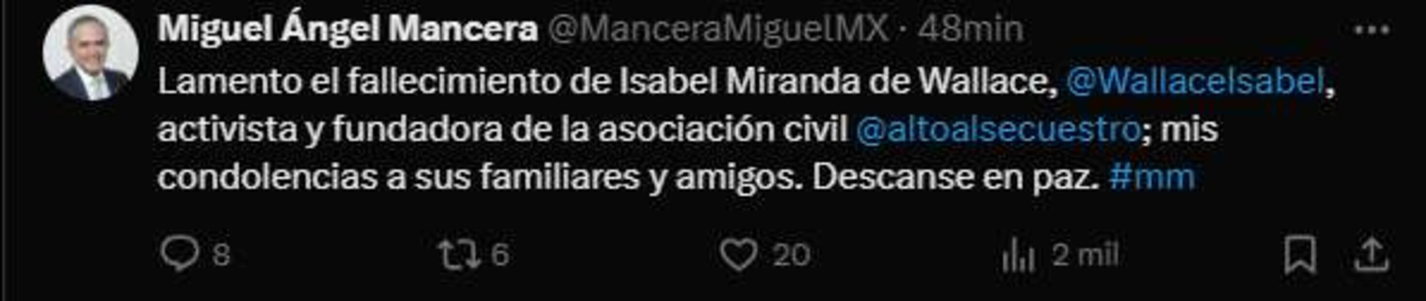 Posteos por muerte de Isabel Miranda de Wallace. Foto: Captura de pantalla