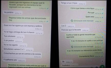 Liberación de policías secuestrados en Morelos, a cambio de 4 delincuentes, revelan en WhatsApp