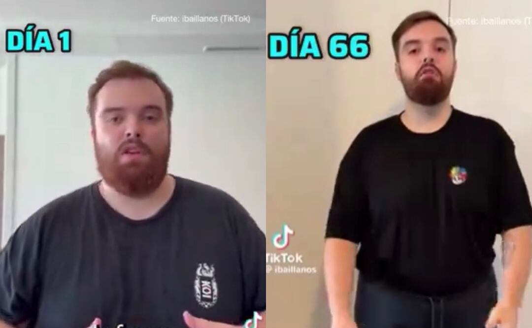 El streamer causó gran sorpresa en redes sociales al demostrarse con varios kilos menos. Fotos: TikTok @ibaillanos