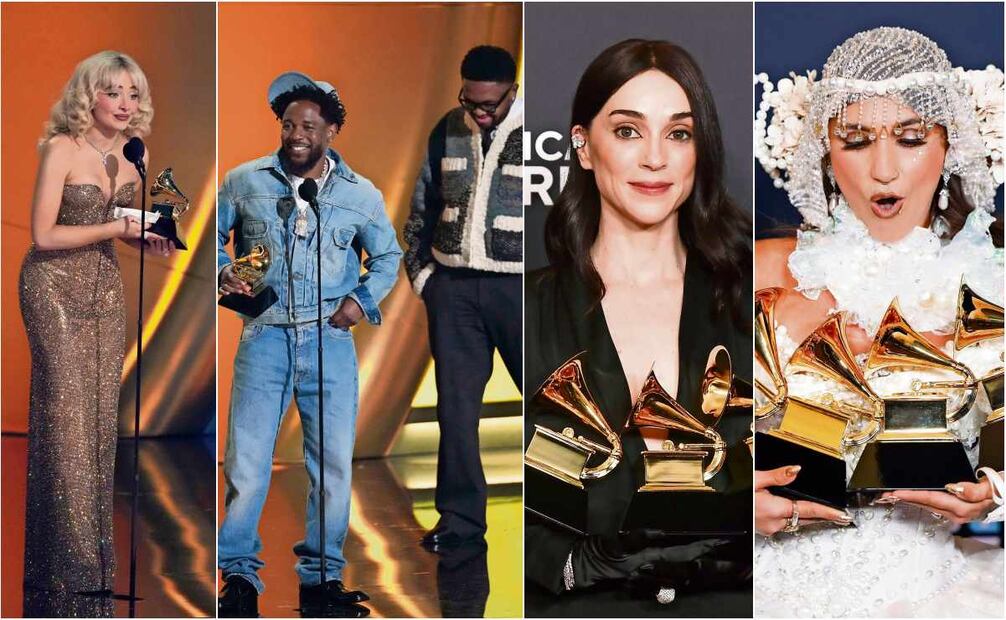 Sabrina Carpenter fue reconocida por su álbum Short N’ Sweet.
Entre los premios de Kendrick Lamar: interpretación rap.
St. Vincent, reconocida en tres de
las categorías en las que compitió.
La intérprete Sierra Ferrell fue nominada en cuatro categorías, y ganó los cuatro trofeos. Fotos: Agencias