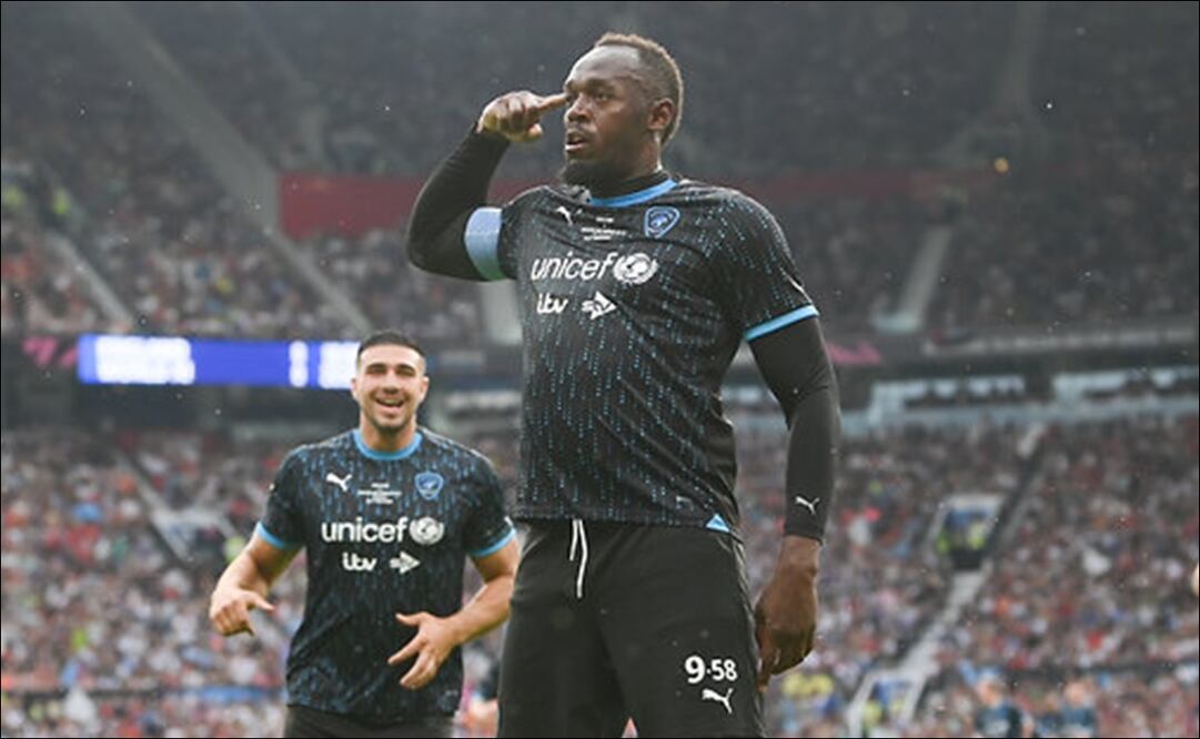 Usain Bolt marcó el primero de los cuatro goles de su equipo en Old Trafford / FOTO: @Chelseawizard_A