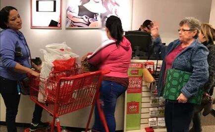 Elderly woman yells racial slurs at Hispanic customers