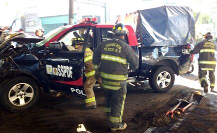 Choque entre patrulla y camioneta deja 6 heridos