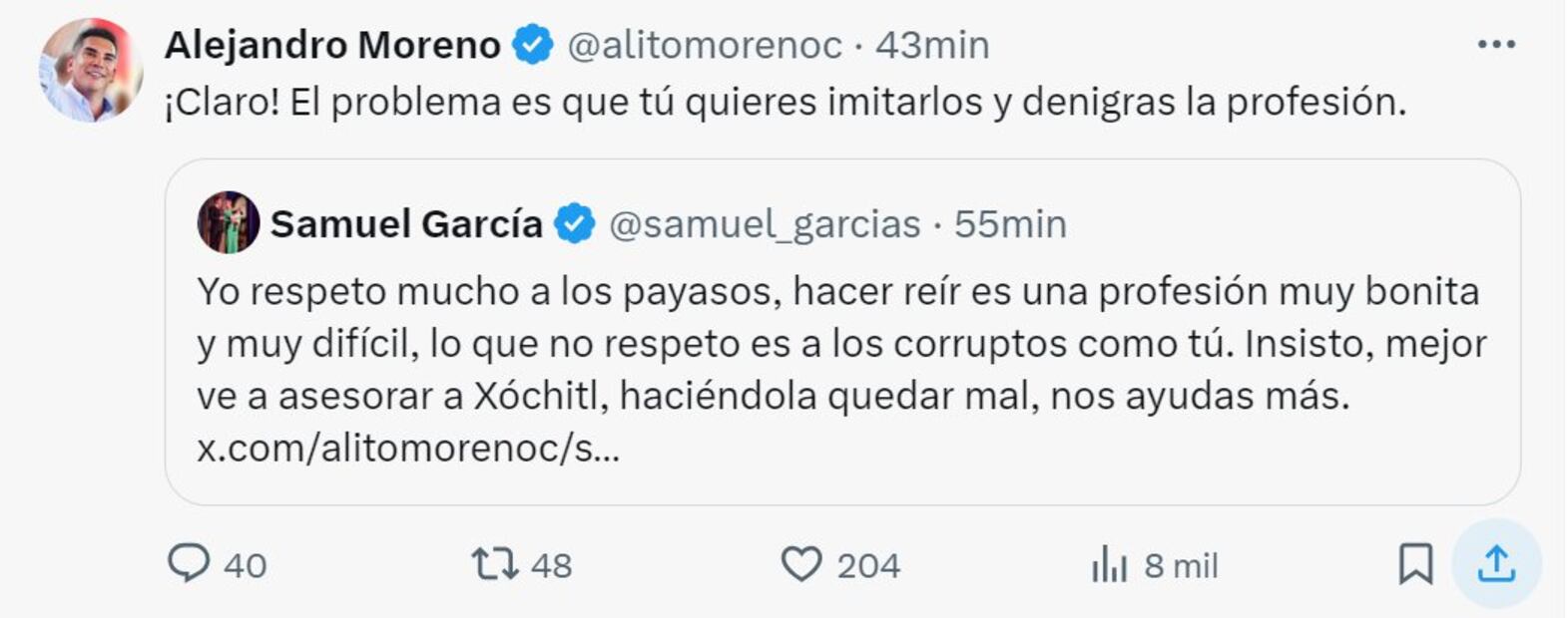 Alito Moreno se lanza contra Samuel García. Foto: Captura de pantalla.