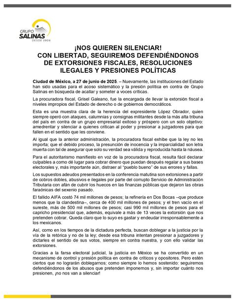 Grupo Salinas a través de su cuenta oficial de X. Foto: captura de pantalla