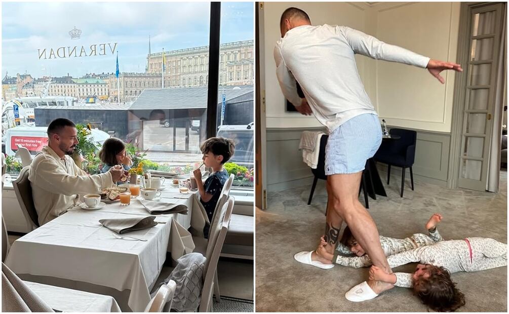 Ricky Martin con sus hijos menores Lucía y Renn.