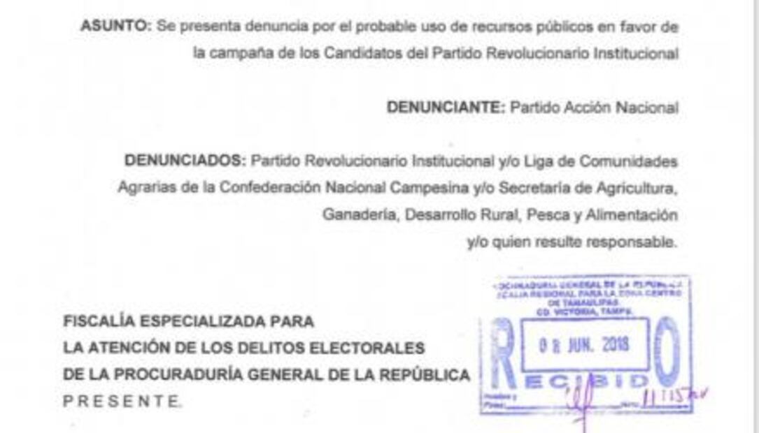 PAN de Tamaulipas presenta denuncia contra PRI y Sagarpa