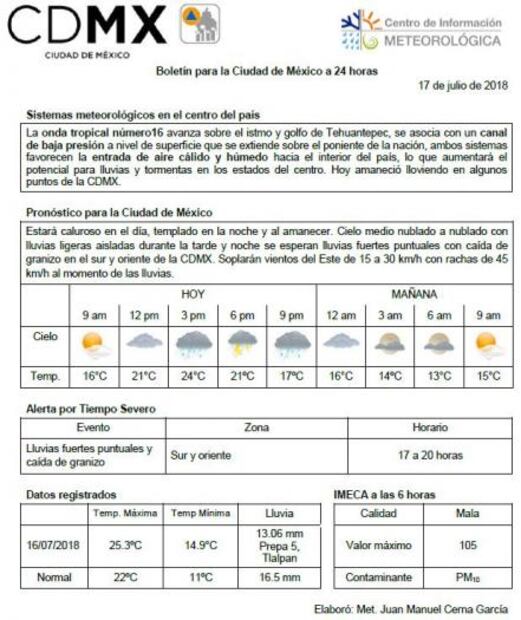 Se espera martes con tormentas fuertes en CDMX 