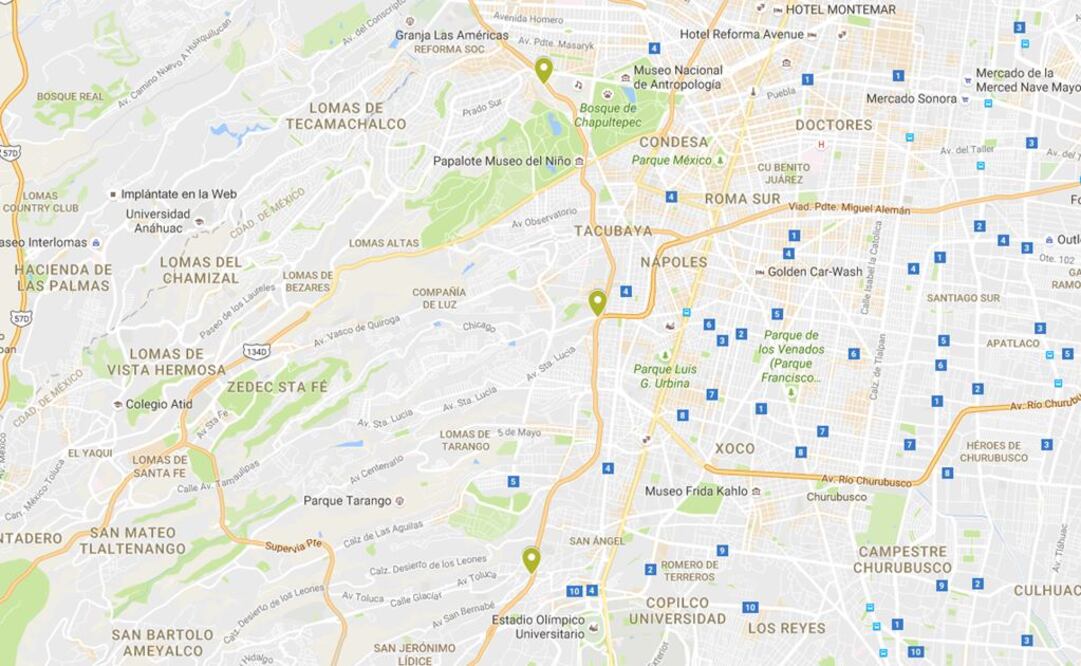 Mapa. Asaltos en Periférico