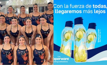 Tupperware lanza botella especial para apoyar a la Selección Mexicana de Natación Artística con el lema: "Ninguna nada sola"
