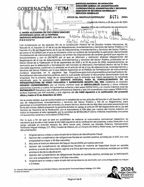 La empresa Servicios Integrales Sarpy, S.A. de C.V., resultó ganadora de la licitción del contrato para la prestación de servicios integrales para dar mantenimiento a los 157 puntos de circuito cerrado de televisión, para fortalecer el servicio de videovigilancia