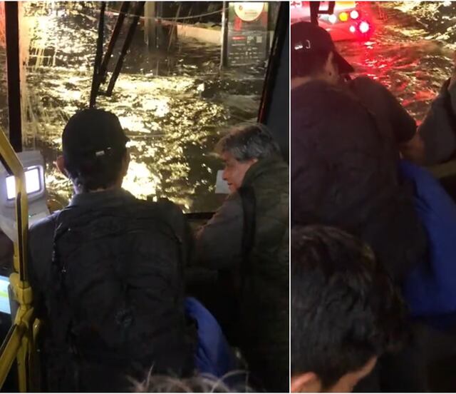 "Saquen la lancha": fuertes lluvias en CDMX provocan caos en Metrobús; video muestra inundación en unidad