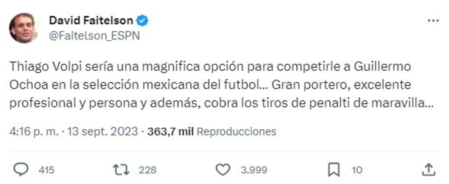 Tuit de David Faitelson - Foto: @Faitelson_ESPN en X