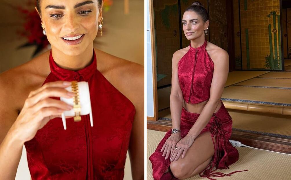 Aislinn Derbez luce diseño de la marca mexicana Marika Vera. Foto: Especial. Instagram @aislinnderbez