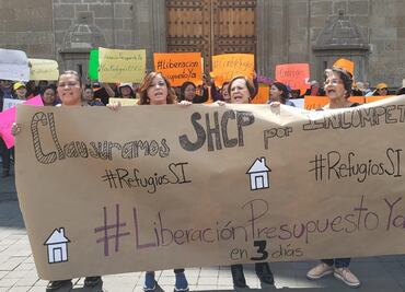 Responsables de refugios para mujeres se manifiestan en Palacio Nacional